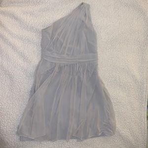 Silk Georgette One Shoulder Dress Ann Taylor Grey